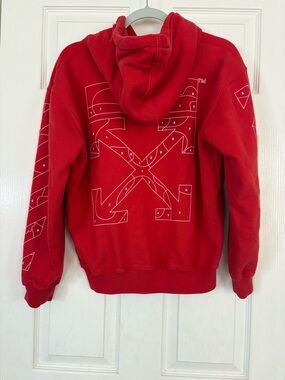 Off-White 2020 Red and White Arrows Hoodie Size Small Unisex
